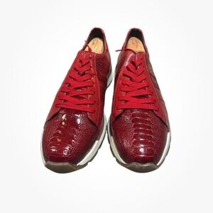 Belvedere Red Ostrich Leather Sneakers Men’s Size 13 Exotic Luxury Shoes MINT!